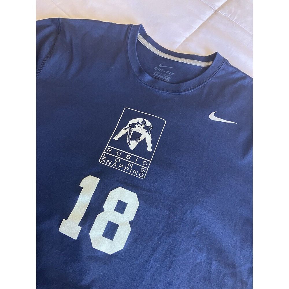 Nike Dri Fit Rubio Long Snap Men Navy Short Sleeve Moisture Wicking Tee Shirt XL